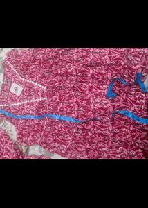 Vibrant Pink Printed Cord set in XL size