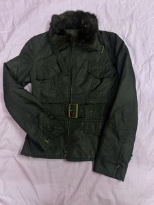 Women's Fur Collar Belted Jacket
