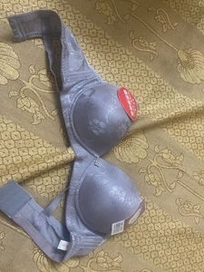 Elegant Grey Floral Bra