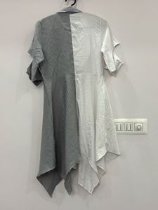 Split Design Asymmetrical Striped Shirtdress