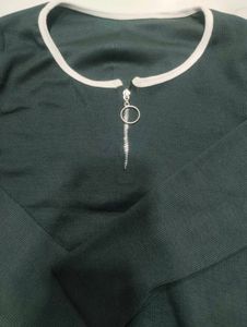 Ribbed Zip Neck Long Sleeve BlackTop
