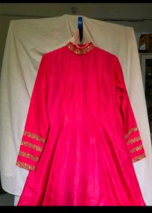 Beautiful Pink Anarkali with Embellished Neckline