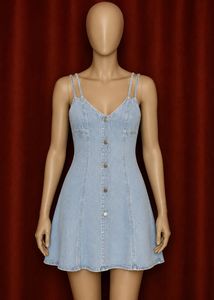 Light Wash Denim Button Front Dress