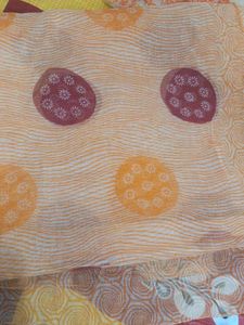orange  saree with floral print