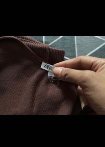 ZARA Ribbed Square Neck Long Sleeve Top