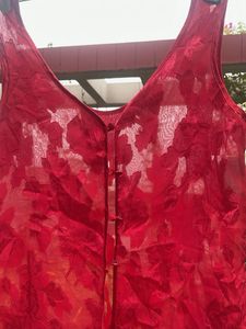 Red Floral Lace Blouse