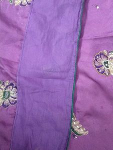 Elegant Purple Embroidered heavy Saree