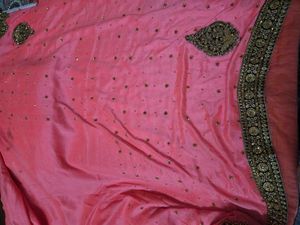 Embellished Pink &amp; Grey Saree