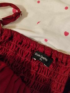 Red Ruched Bustier Crop Top