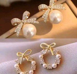 Elegant Pearl Bow Earrings Combo