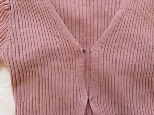 baby pink Ribbed Knit Cropped top