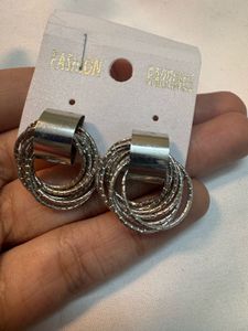 Silver Tone Multi-Ring Earrings
