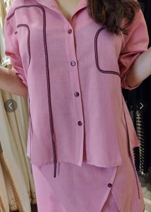 Blush Pink Flap Pant Ribbon Coord Set