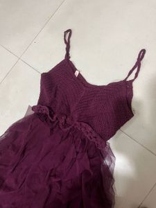 Crochet dress with mesh skirt