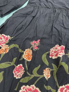 Boho Floral Print Button-Down Dress