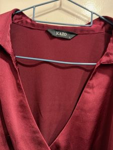 Elegant Satin Wrap Blouse