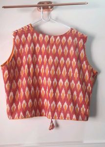 Cotton silk ikkat pattern reversible Jacket