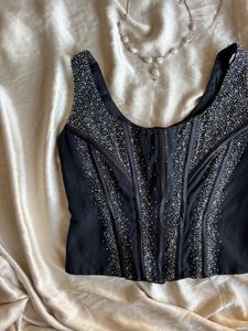 Stunning Embellished Black Corset Top