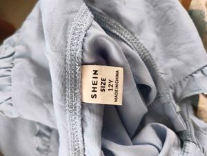SHEIN Baby Blue Embroidered Peter Pan Collar Blous