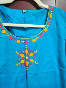 Embroidered Blue Top