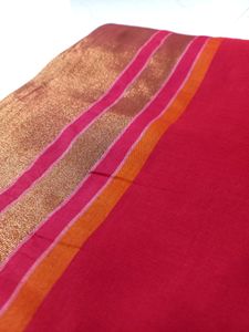 pure cotton red saree