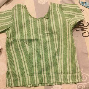 Green Striped Cotton Blouse