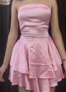 Chic Pink Ruffled Mini Dress
