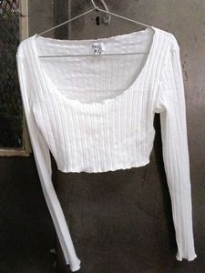 Princess Polly White Ribbed Crop Top
