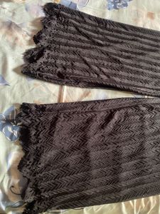 Black Palazzo Pants with Lace Trim