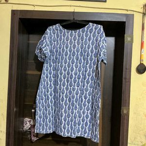 Blue Floral Print Kurta