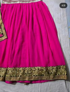 Vibrant Pink &amp; Black Embroidered Lehenga Set