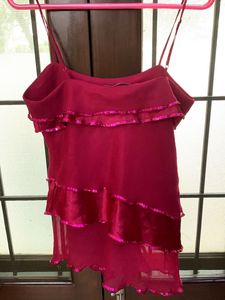 Sparkly Layered Fuchsia Dress