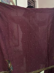 Elegant Maroon Saree with Embellishments