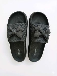 Sparkly Bow Slide Sandals