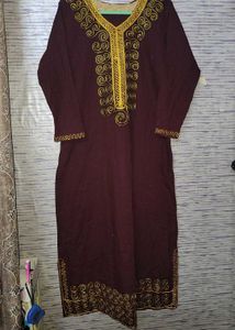 Embroidered Maroon Kurta