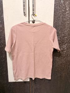 Rust Pink Ribbed T-Shirt