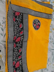 Elegant Yellow Saree with Floral Embroidery