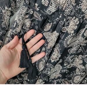 Black Sheer Floral Midi Prairie Chic Dress