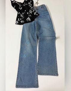 Whimsical Butterfly y2k Flare Jeans