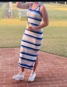 Blue Striped Maxi Dress