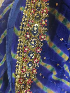 Elegant Blue Saree with Sequins