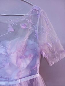 💜 Pastel Lilac 3D Floral Net Midi Dress-XS