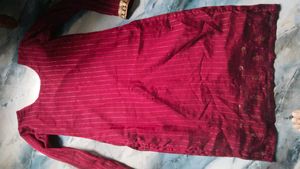 Maroon Embroidered Kurta