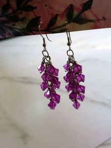 Purple Crystal Cluster grapes shaped Dangle Earrin
