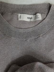 Mango Women Lavender And Golden Shimmer Pullover