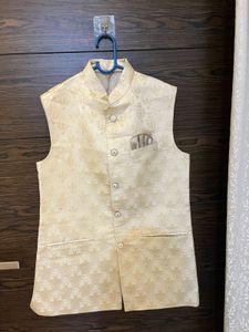Men's Cream Brocade Nehru Jacket
