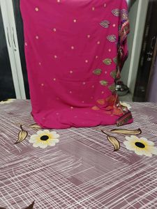 Vibrant Pink Embellished Saree