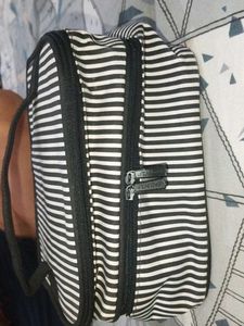 Black &amp; White Striped Travel Toiletry/Cosmetic Bag