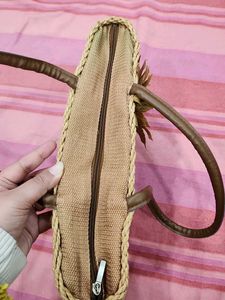 Woven Floral Embellished Tote Bag