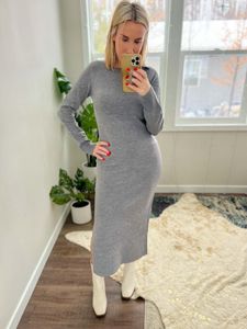 Made in france 🇫🇷 Pintresty 🌸Gray Knit Midi Dre